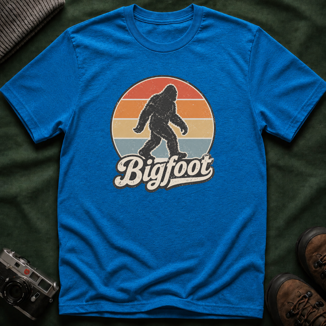 Bigfoot Retro Sunset T-Shirt — Vintage Sasquatch Graphic Tee