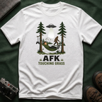 AFK Touching Grass T-Shirt — Gaming Nature Tee with Bigfoot & UFO