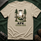 AFK Touching Grass T-Shirt — Gaming Nature Tee with Bigfoot & UFO