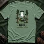AFK Touching Grass T-Shirt — Gaming Nature Tee with Bigfoot & UFO