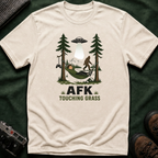 AFK Touching Grass T-Shirt — Gaming Nature Tee with Bigfoot & UFO
