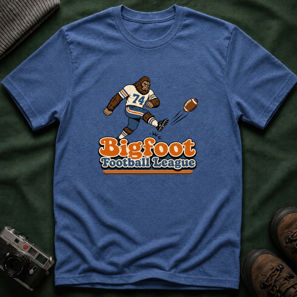 Bigfoot Football League T-Shirt – Vintage Retro Sasquatch Kicker Tee
