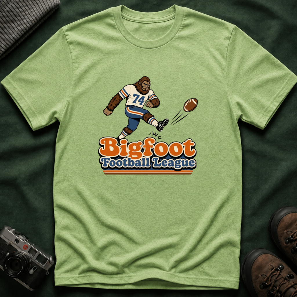 Bigfoot Football League T-Shirt – Vintage Retro Sasquatch Kicker Tee