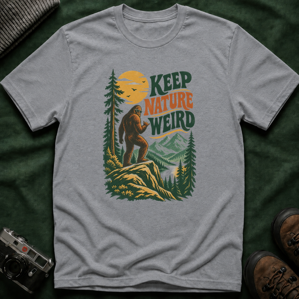 Keep Nature Weird T-Shirt — Retro Bigfoot Outdoor Graphic Tee
