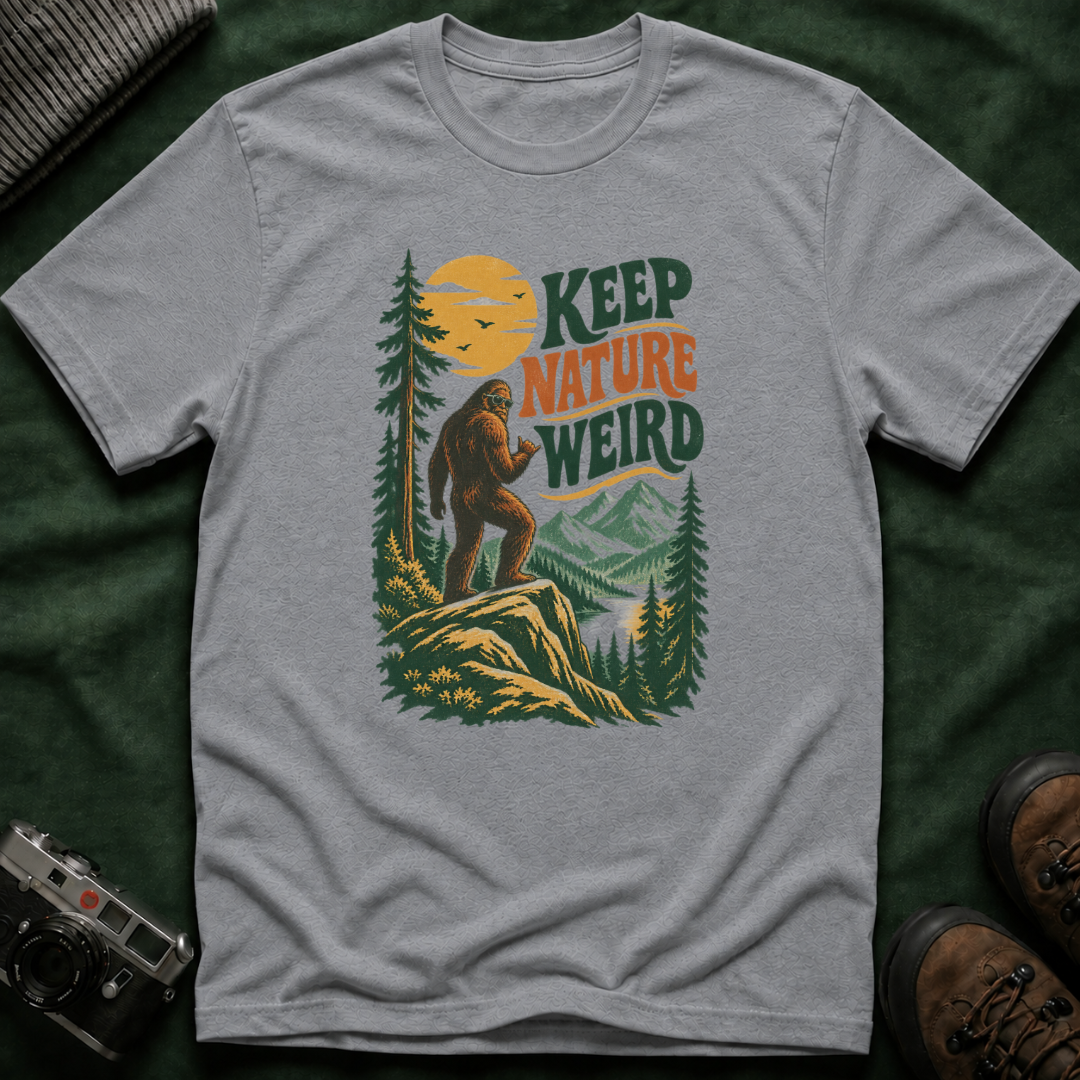 Keep Nature Weird T-Shirt — Retro Bigfoot Outdoor Graphic Tee