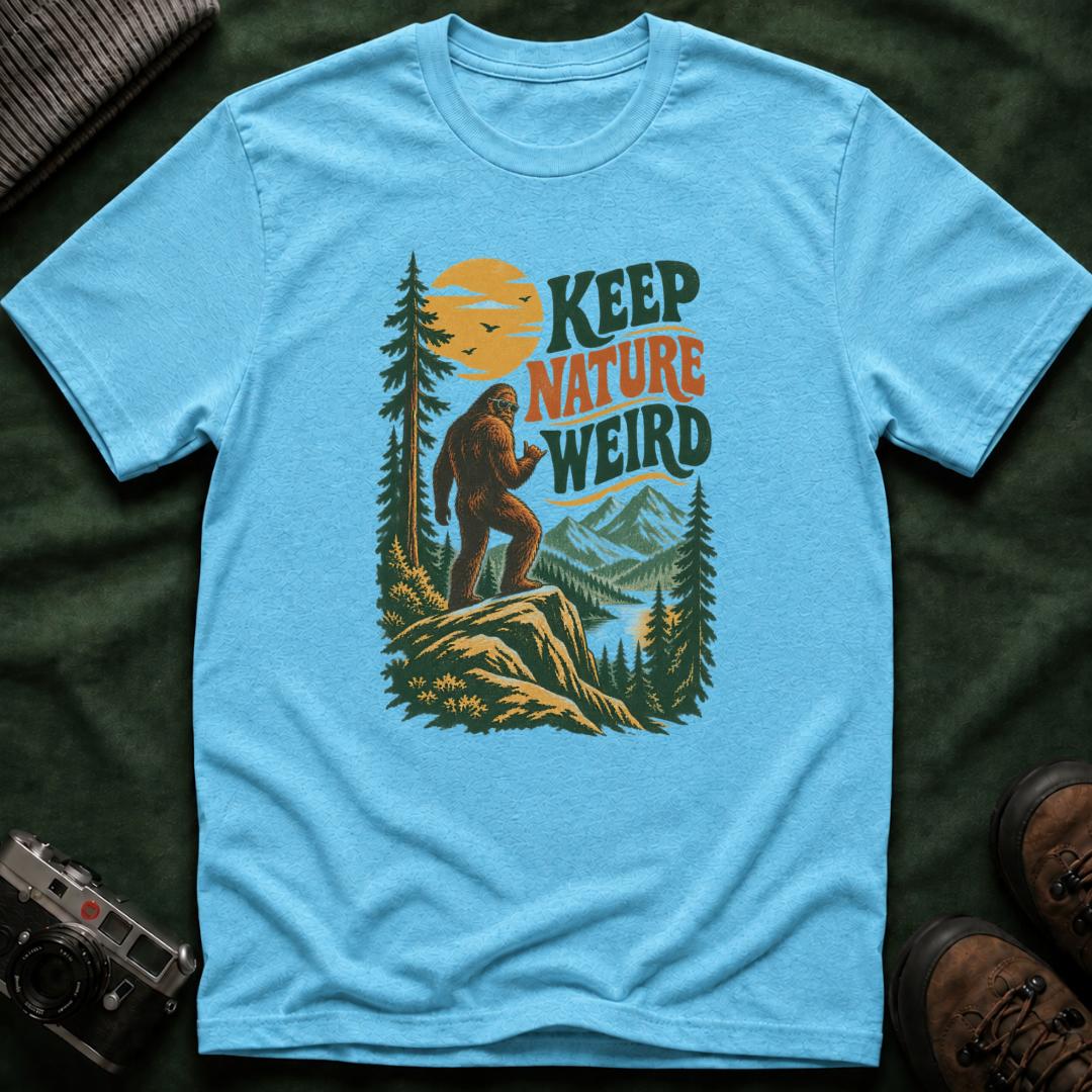 Keep Nature Weird T-Shirt — Retro Bigfoot Outdoor Graphic Tee
