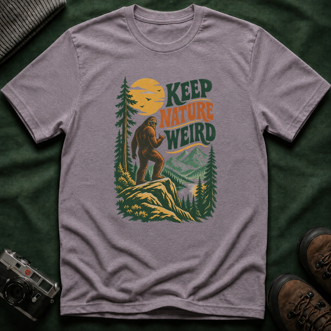 Keep Nature Weird T-Shirt — Retro Bigfoot Outdoor Graphic Tee
