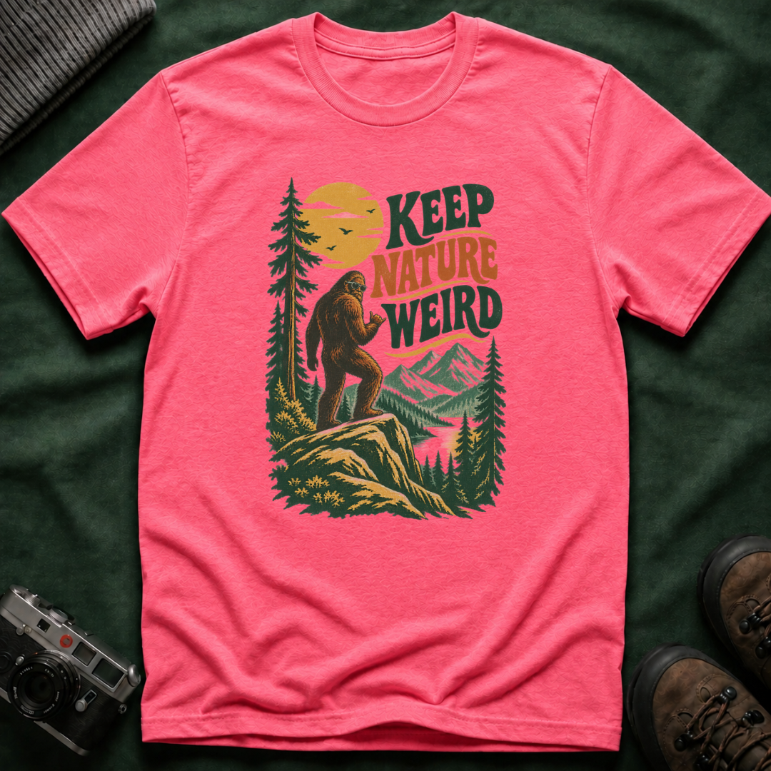 Keep Nature Weird T-Shirt — Retro Bigfoot Outdoor Graphic Tee