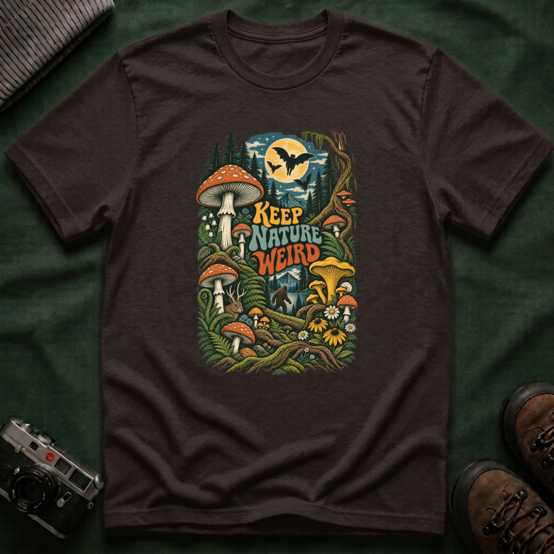 Keep Nature Weird T-Shirt — Retro Mushroom Forest Graphic Tee