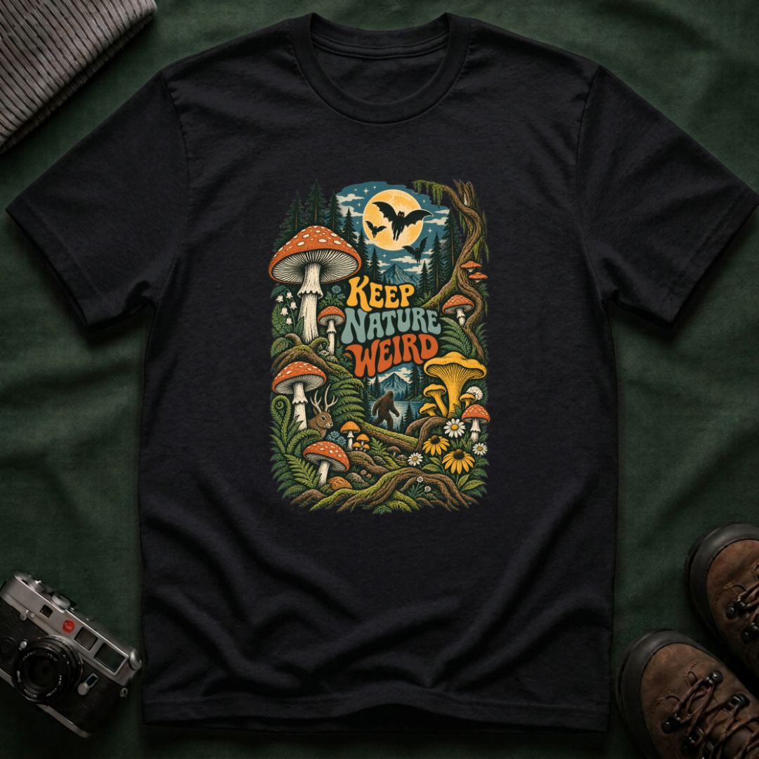 Keep Nature Weird T-Shirt — Retro Mushroom Forest Graphic Tee