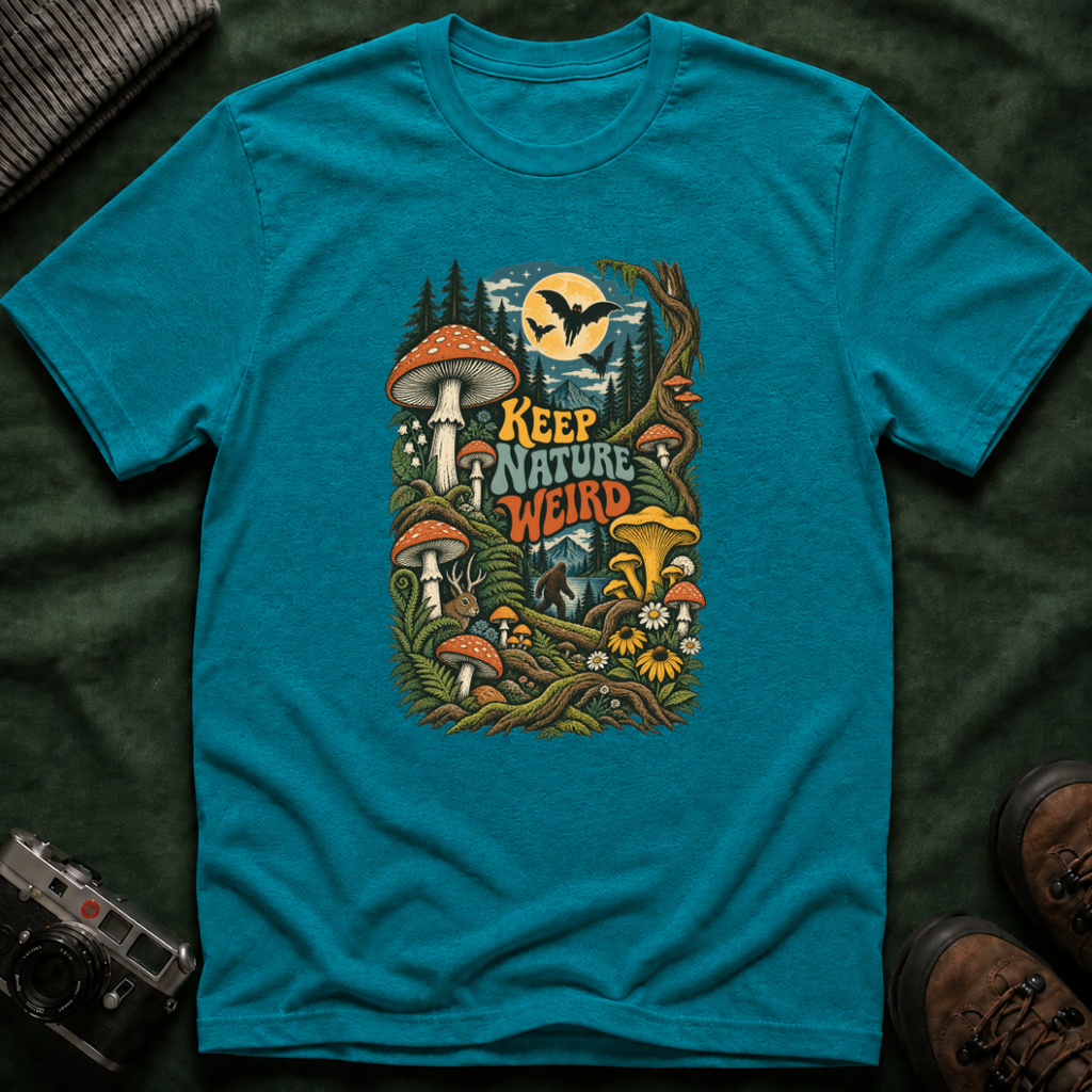 Keep Nature Weird T-Shirt — Retro Mushroom Forest Graphic Tee