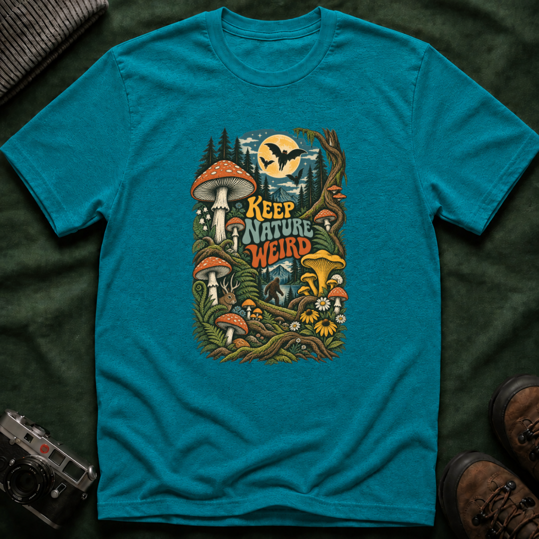Keep Nature Weird T-Shirt — Retro Mushroom Forest Graphic Tee