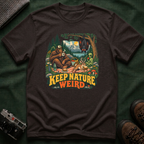 Cryptid Picnic T-Shirt — 'Keep Nature Weird' Bigfoot & Alien Camping Graphic Tee