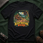 Cryptid Picnic T-Shirt — 'Keep Nature Weird' Bigfoot & Alien Camping Graphic Tee