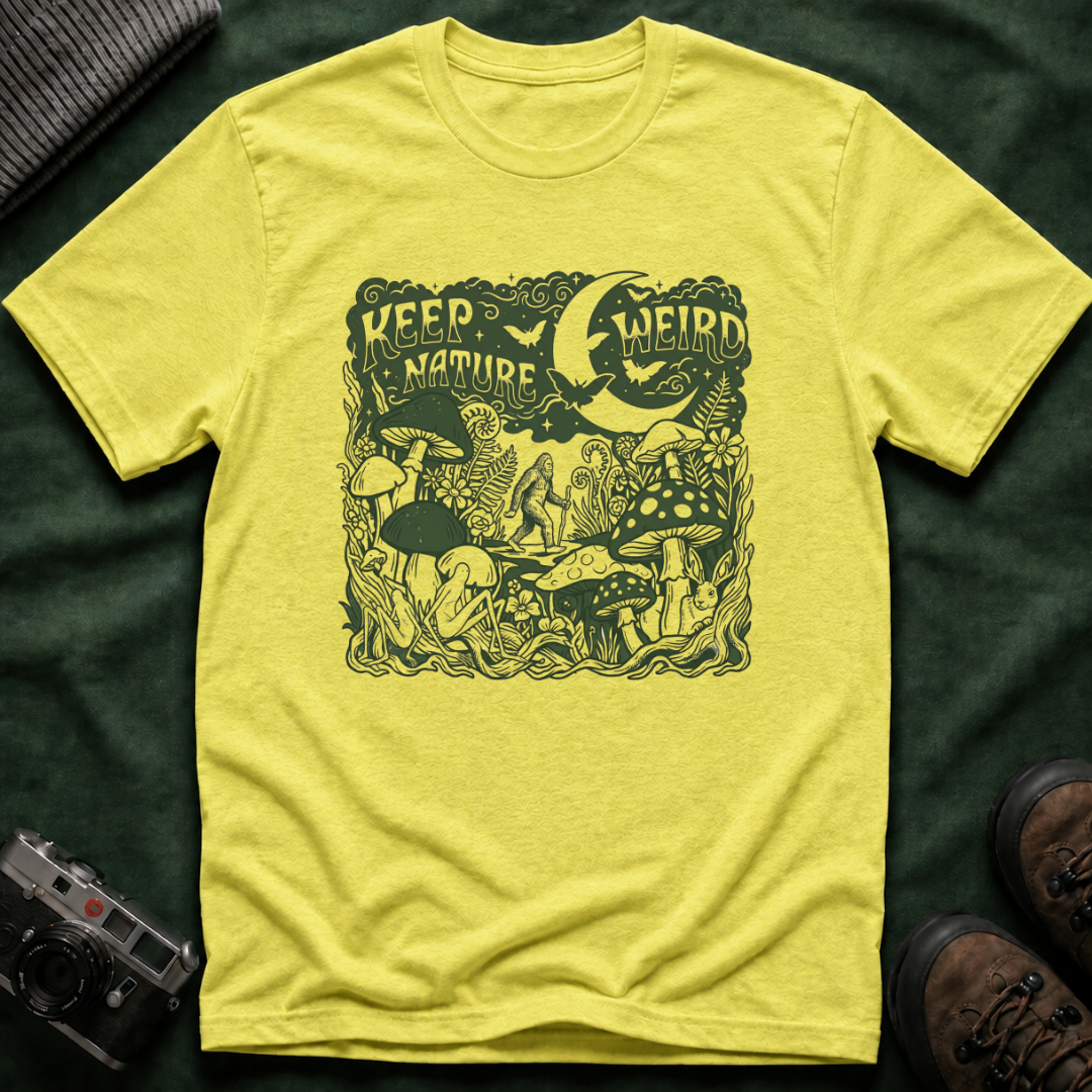 Keep Nature Weird T-Shirt — Mushroom & Moon Vintage Eco Graphic Tee