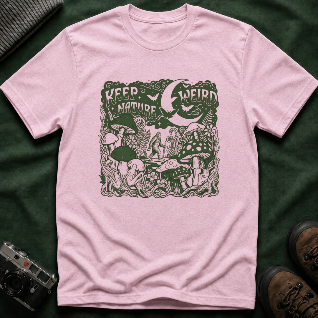 Keep Nature Weird T-Shirt — Mushroom & Moon Vintage Eco Graphic Tee