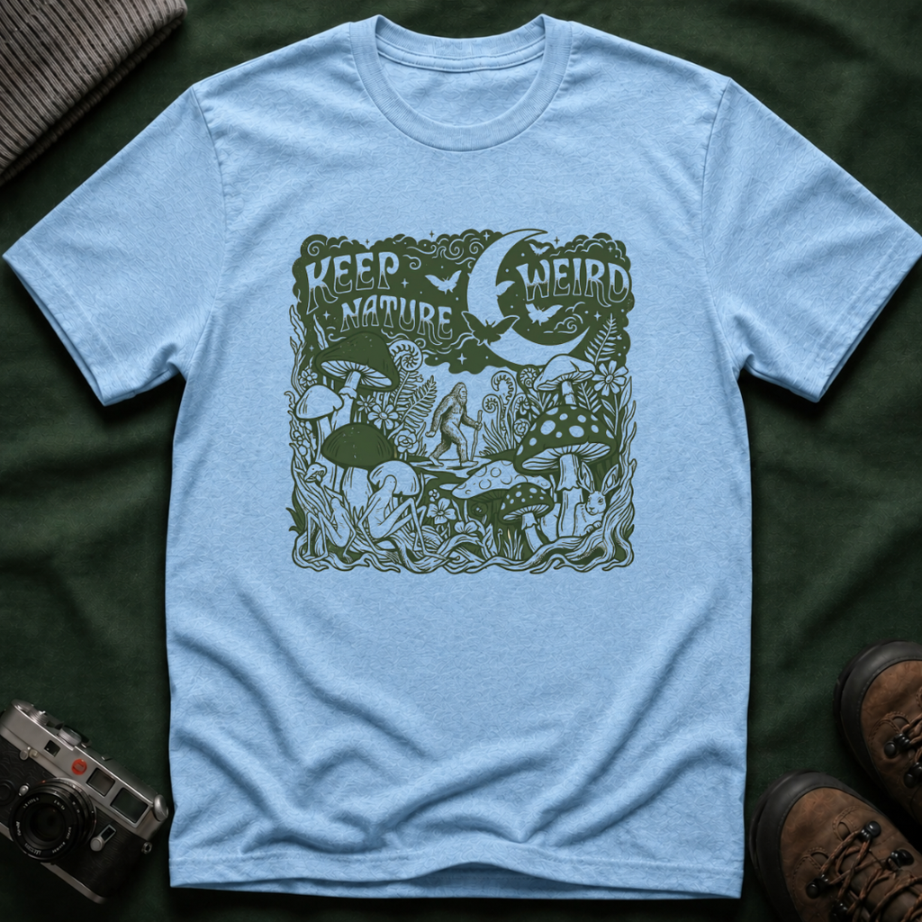 Keep Nature Weird T-Shirt — Mushroom & Moon Vintage Eco Graphic Tee