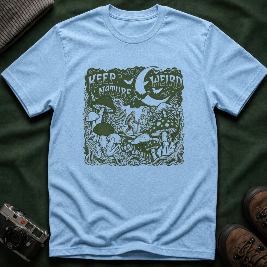 Keep Nature Weird T-Shirt — Mushroom & Moon Vintage Eco Graphic Tee