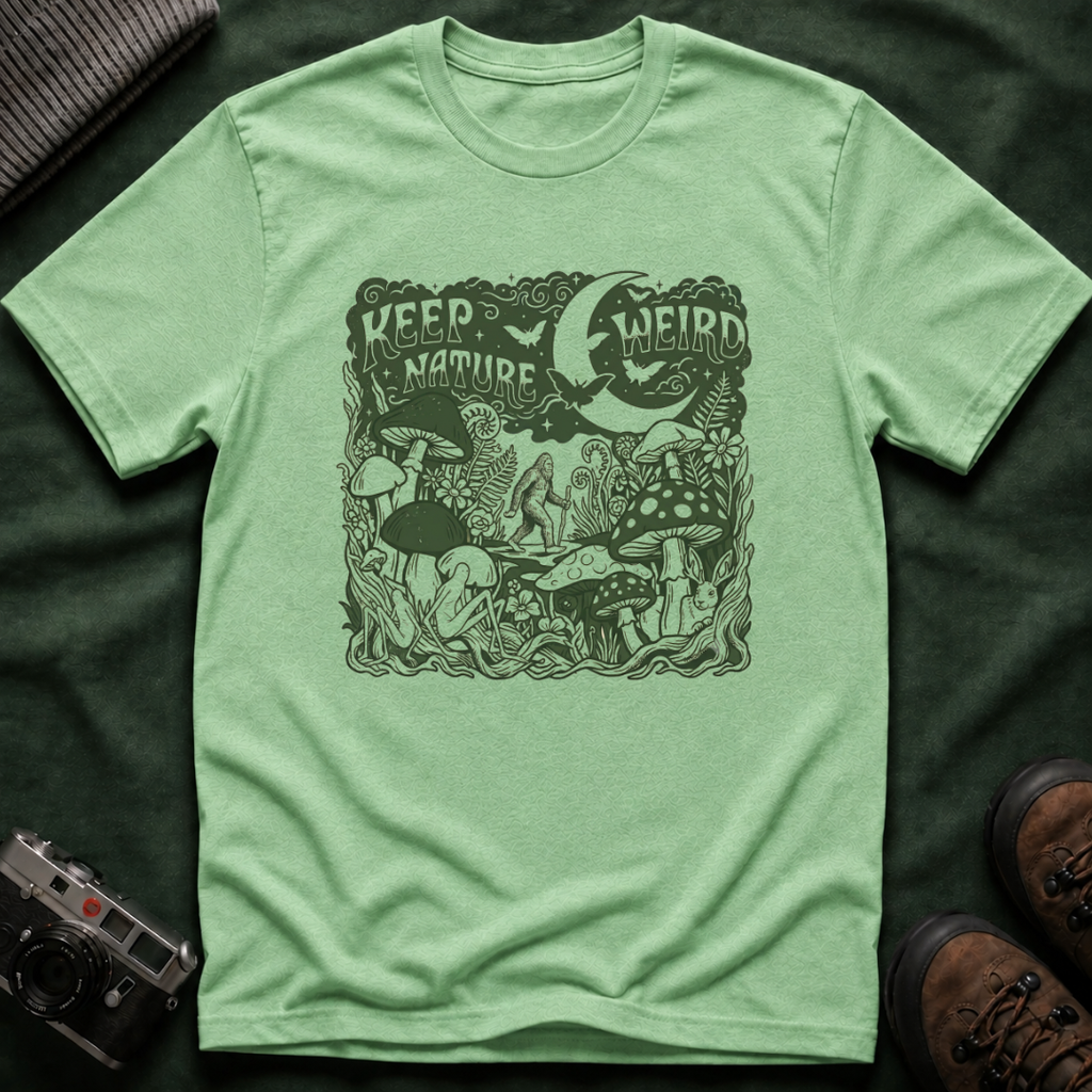 Keep Nature Weird T-Shirt — Mushroom & Moon Vintage Eco Graphic Tee