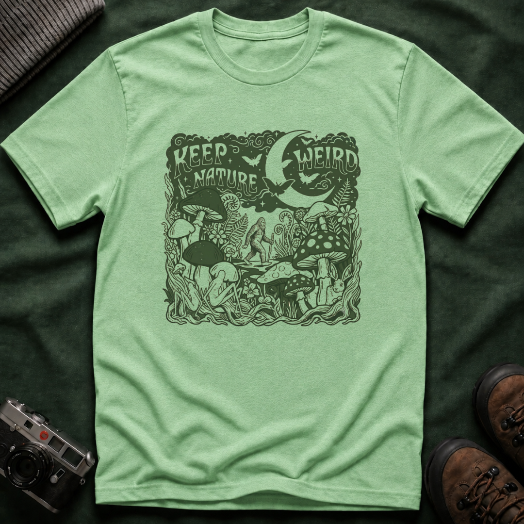 Keep Nature Weird T-Shirt — Mushroom & Moon Vintage Eco Graphic Tee