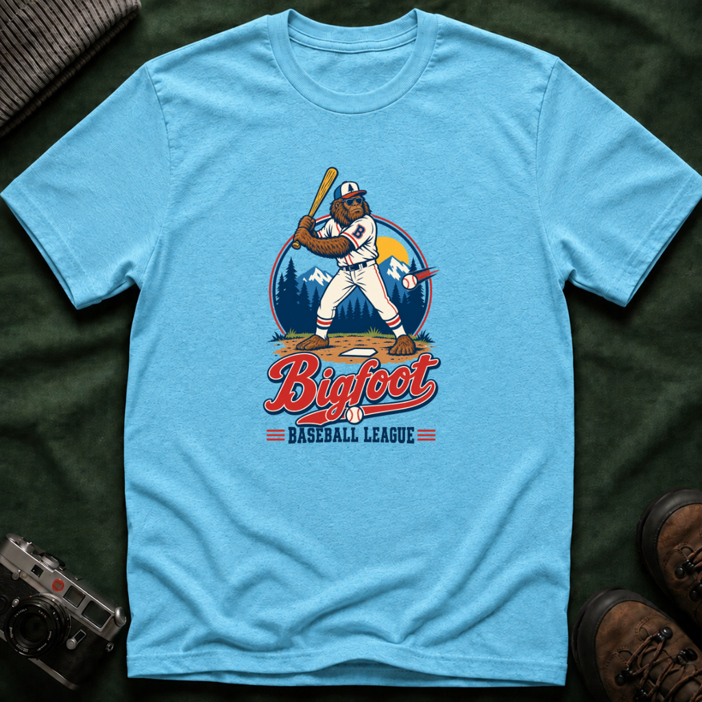 Bigfoot Baseball T-Shirt — Retro Sasquatch Player Graphic Tee