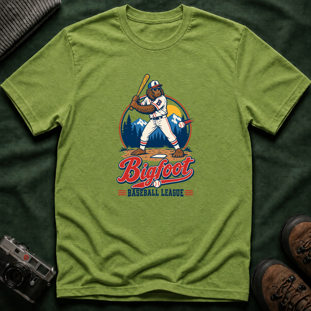 Bigfoot Baseball T-Shirt — Retro Sasquatch Player Graphic Tee