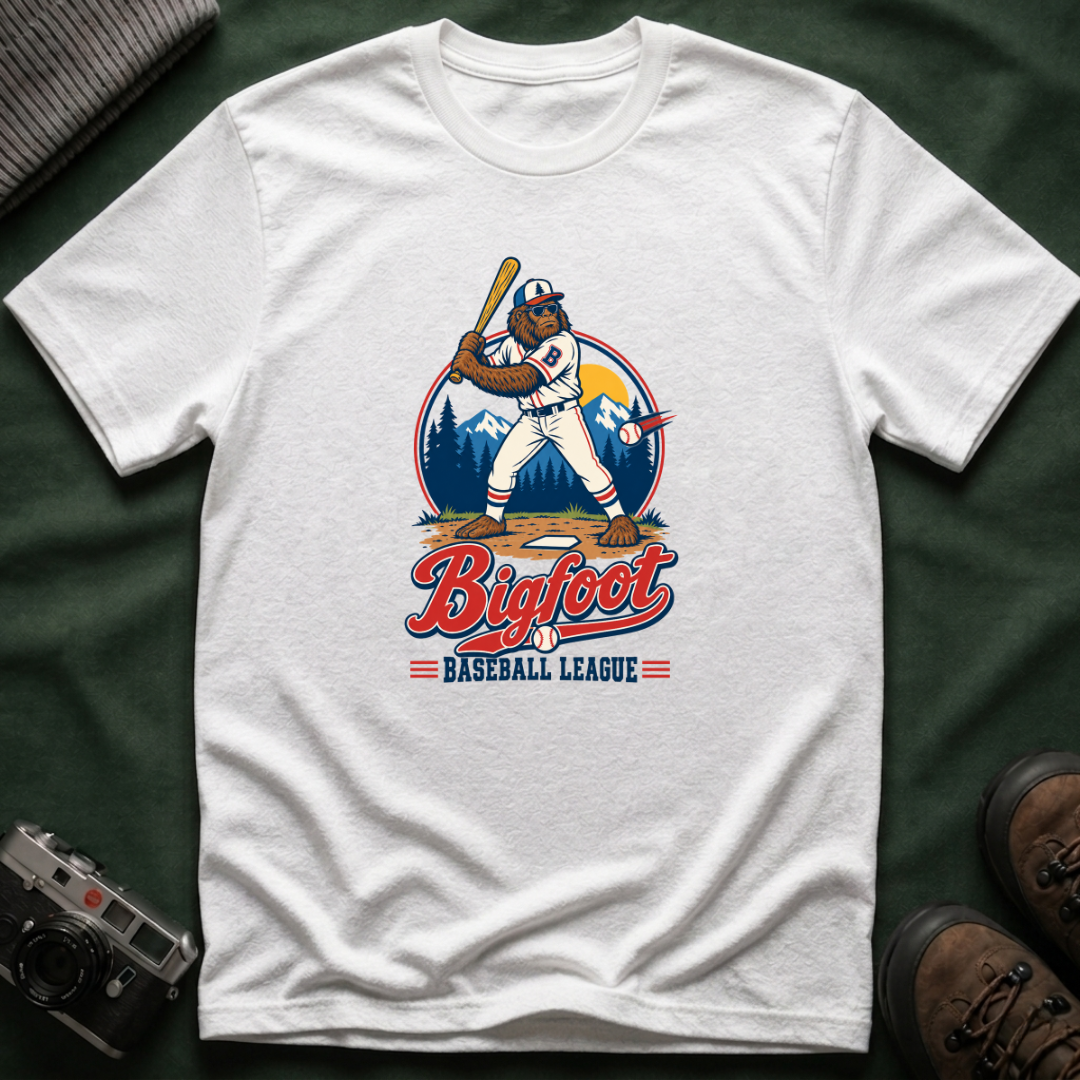 Bigfoot Baseball T-Shirt — Retro Sasquatch Player Graphic Tee