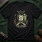 The Lovers Tarot T-Shirt — Bigfoot & Alien Cosmic Reunion Graphic Tee