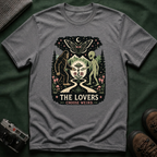 The Lovers Tarot T-Shirt — Bigfoot & Alien Cosmic Reunion Graphic Tee
