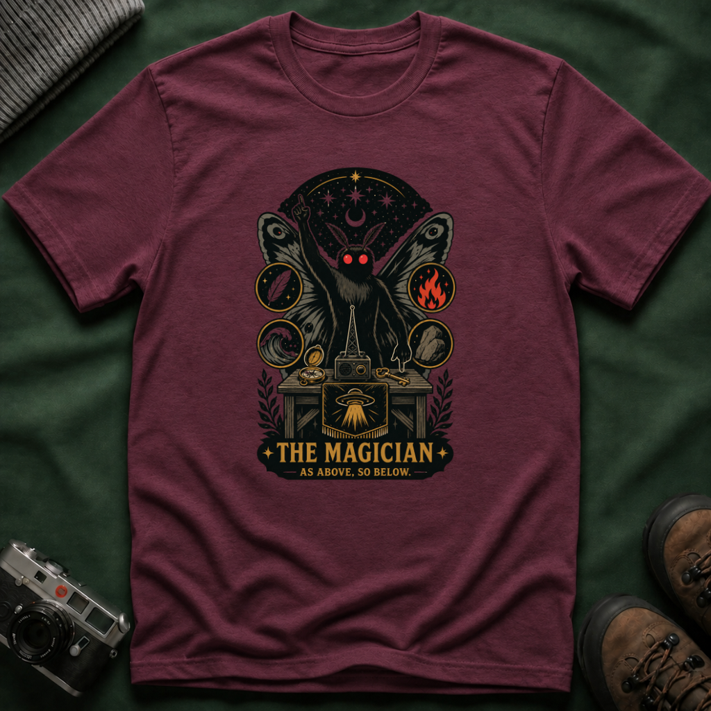 Magician Mothman T-Shirt — Occult Tarot-Inspired Graphic Tee
