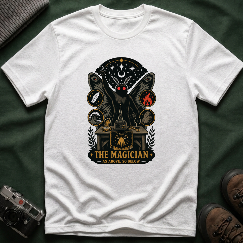 Magician Mothman T-Shirt — Occult Tarot-Inspired Graphic Tee