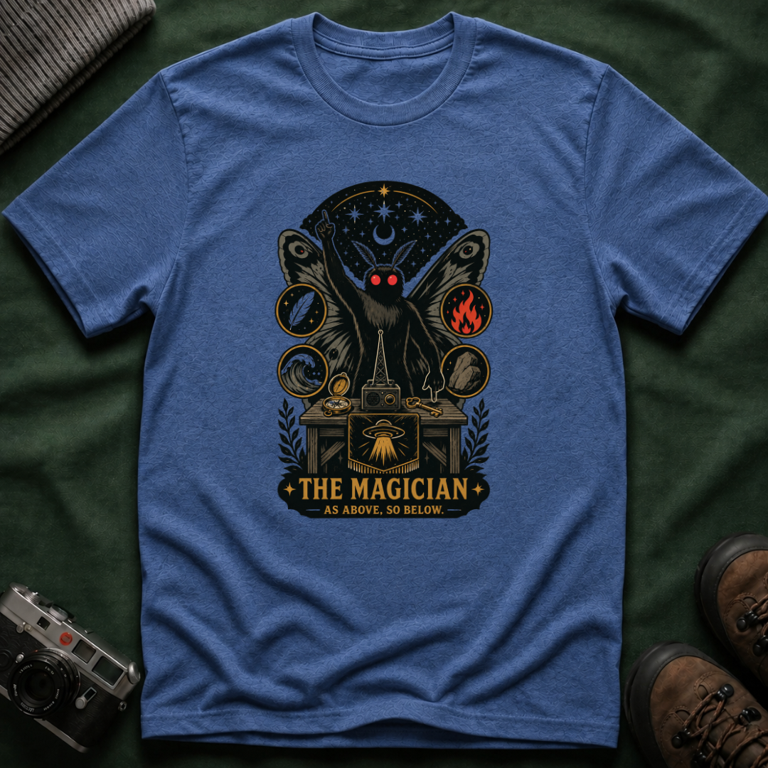 Magician Mothman T-Shirt — Occult Tarot-Inspired Graphic Tee