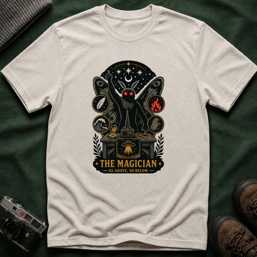Magician Mothman T-Shirt — Occult Tarot-Inspired Graphic Tee