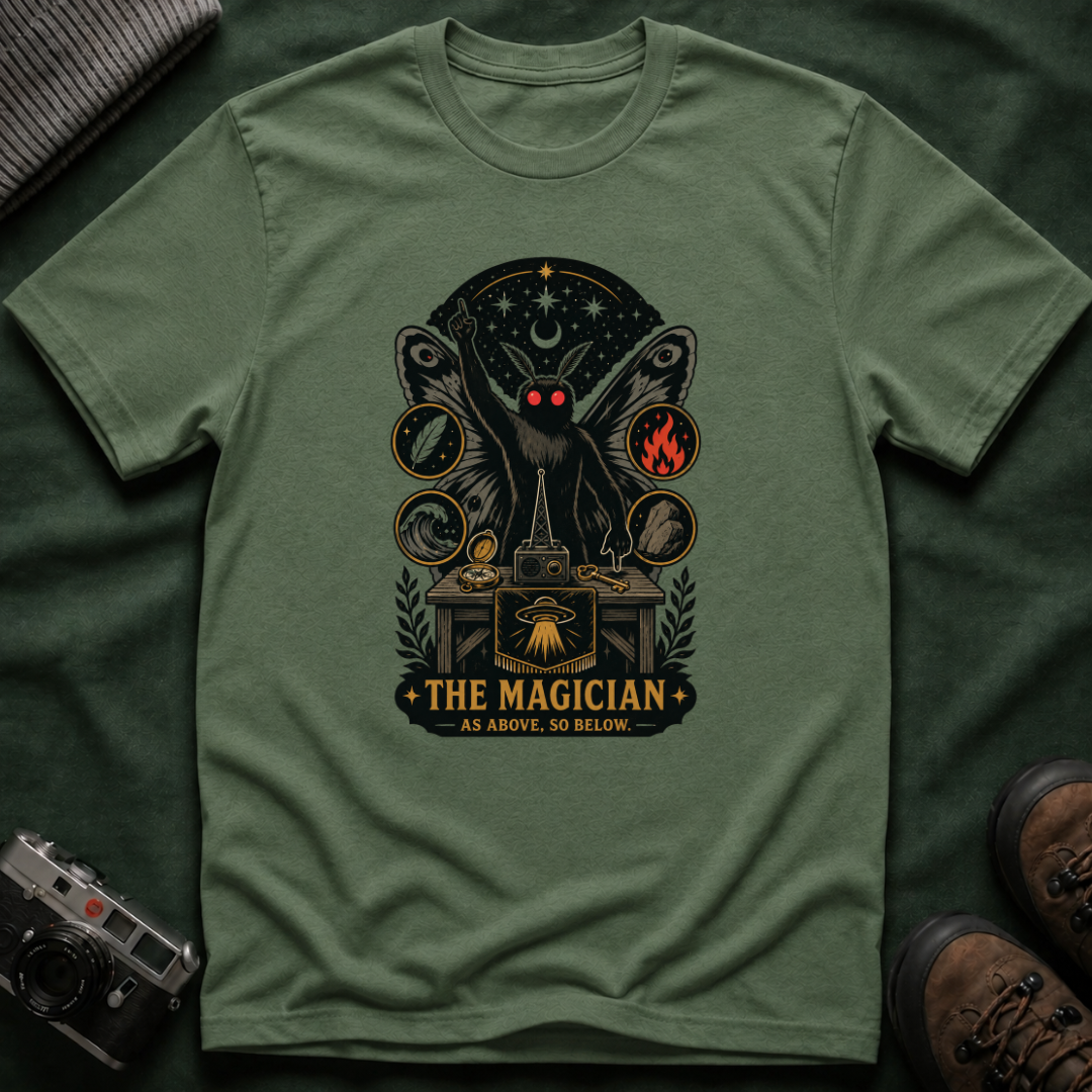Magician Mothman T-Shirt — Occult Tarot-Inspired Graphic Tee