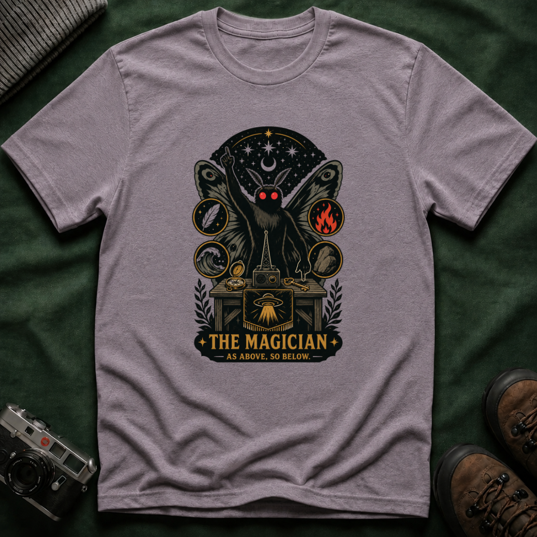 Magician Mothman T-Shirt — Occult Tarot-Inspired Graphic Tee