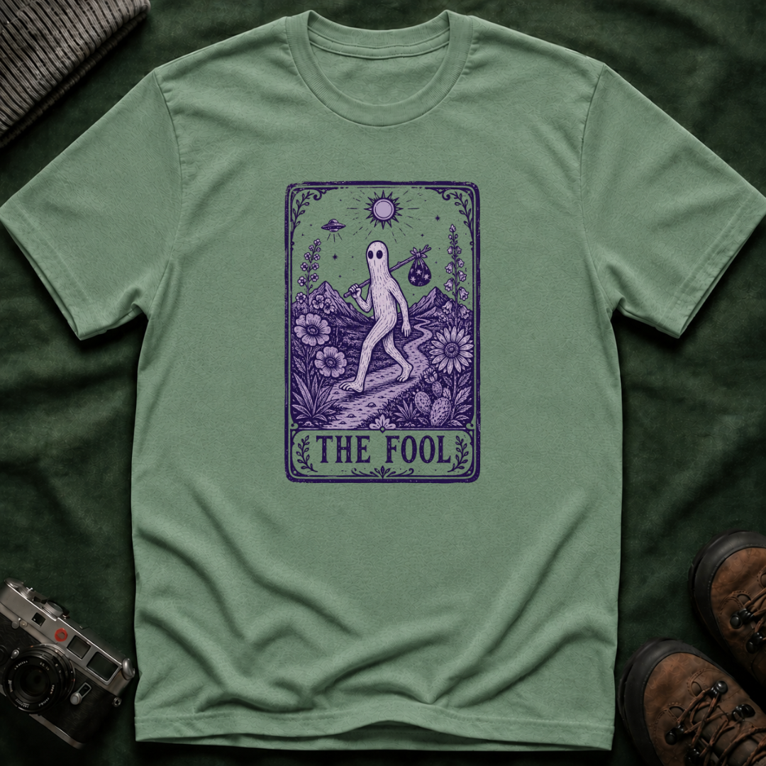 The Fool Tarot T-Shirt — Fresno Nightcrawler Traveler Card Graphic Tee
