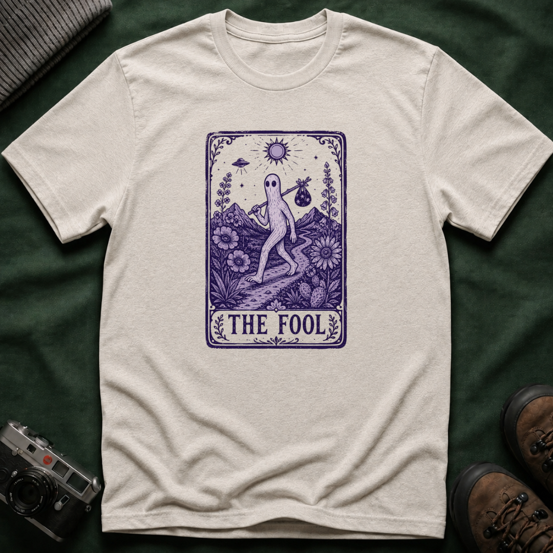 The Fool Tarot T-Shirt — Fresno Nightcrawler Traveler Card Graphic Tee