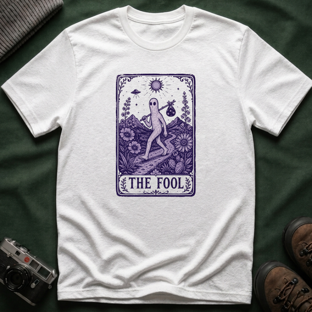 The Fool Tarot T-Shirt — Fresno Nightcrawler Traveler Card Graphic Tee