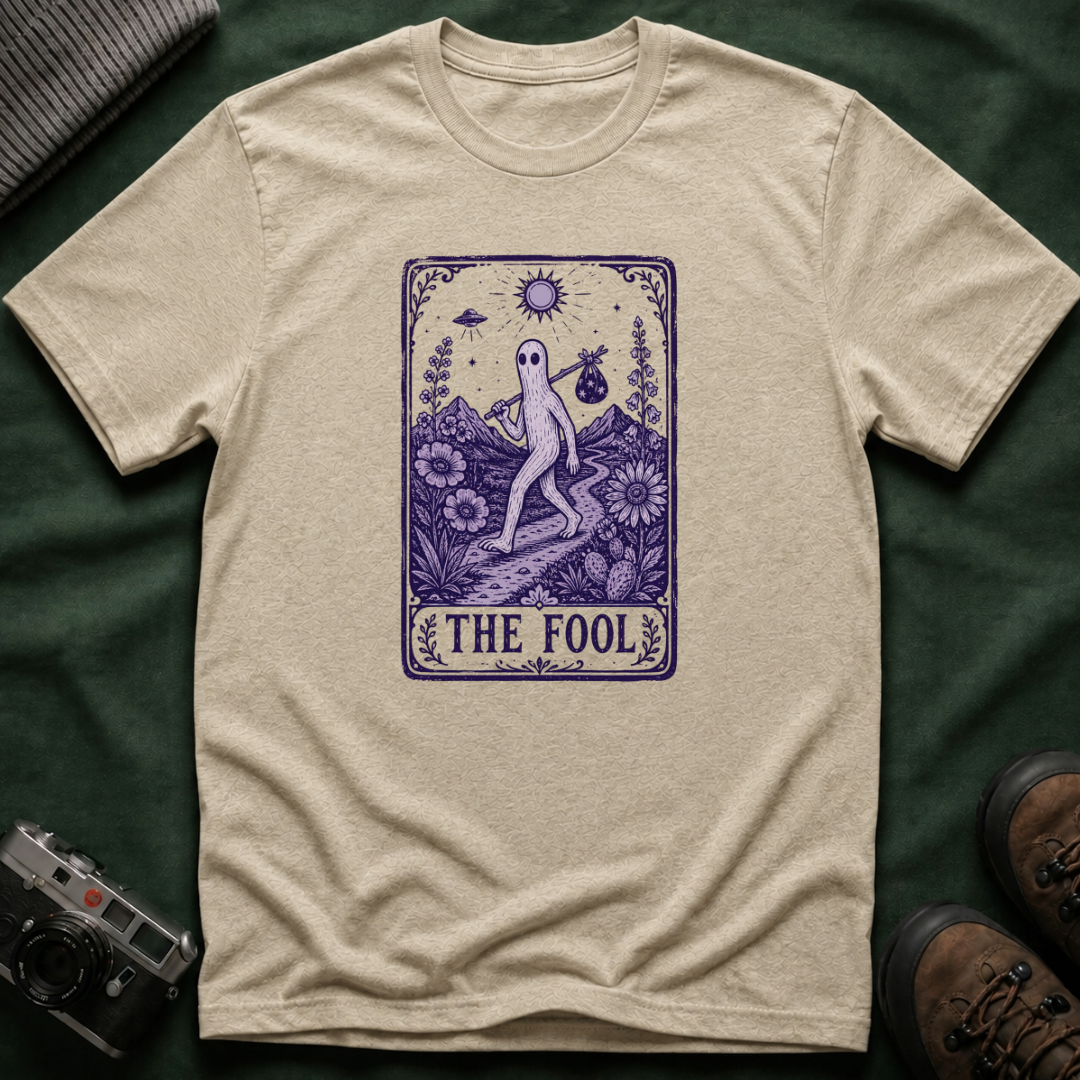 The Fool Tarot T-Shirt — Fresno Nightcrawler Traveler Card Graphic Tee
