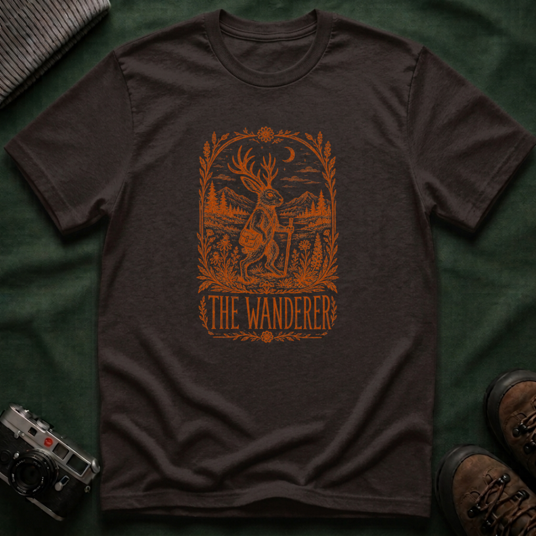The Wanderer T‑Shirt — Vintage Jackalope Explorer Graphic Tee