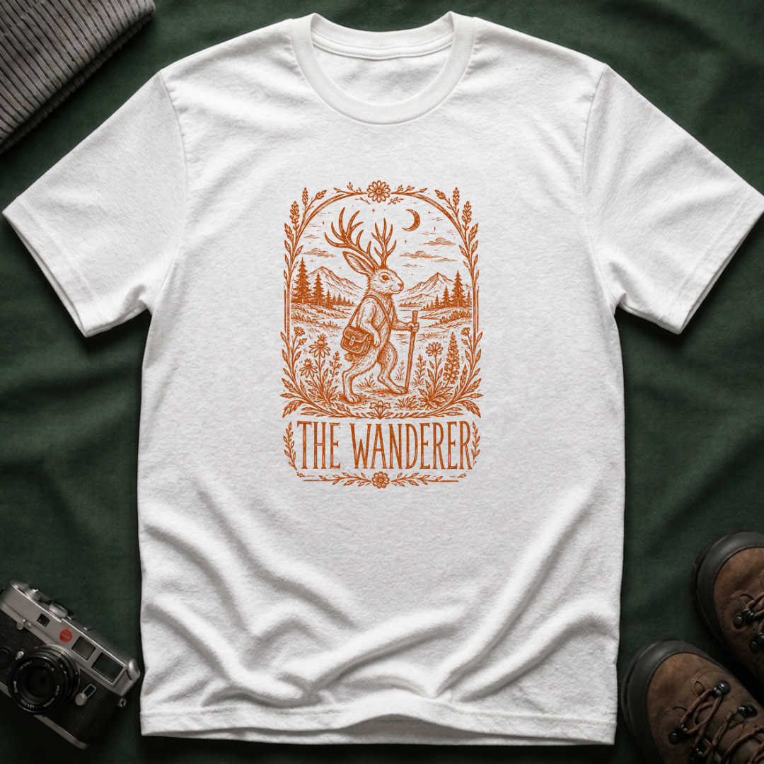 The Wanderer T‑Shirt — Vintage Jackalope Explorer Graphic Tee