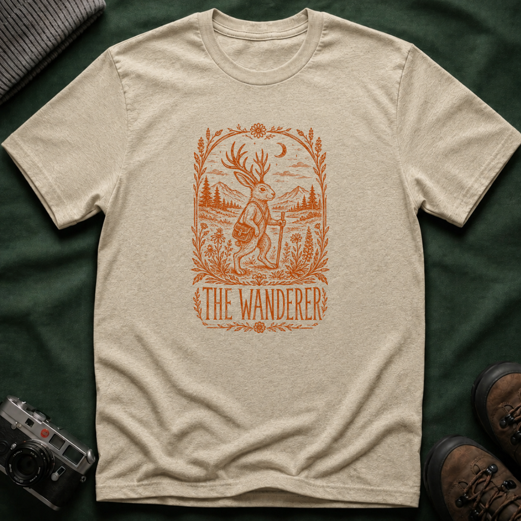 The Wanderer T‑Shirt — Vintage Jackalope Explorer Graphic Tee