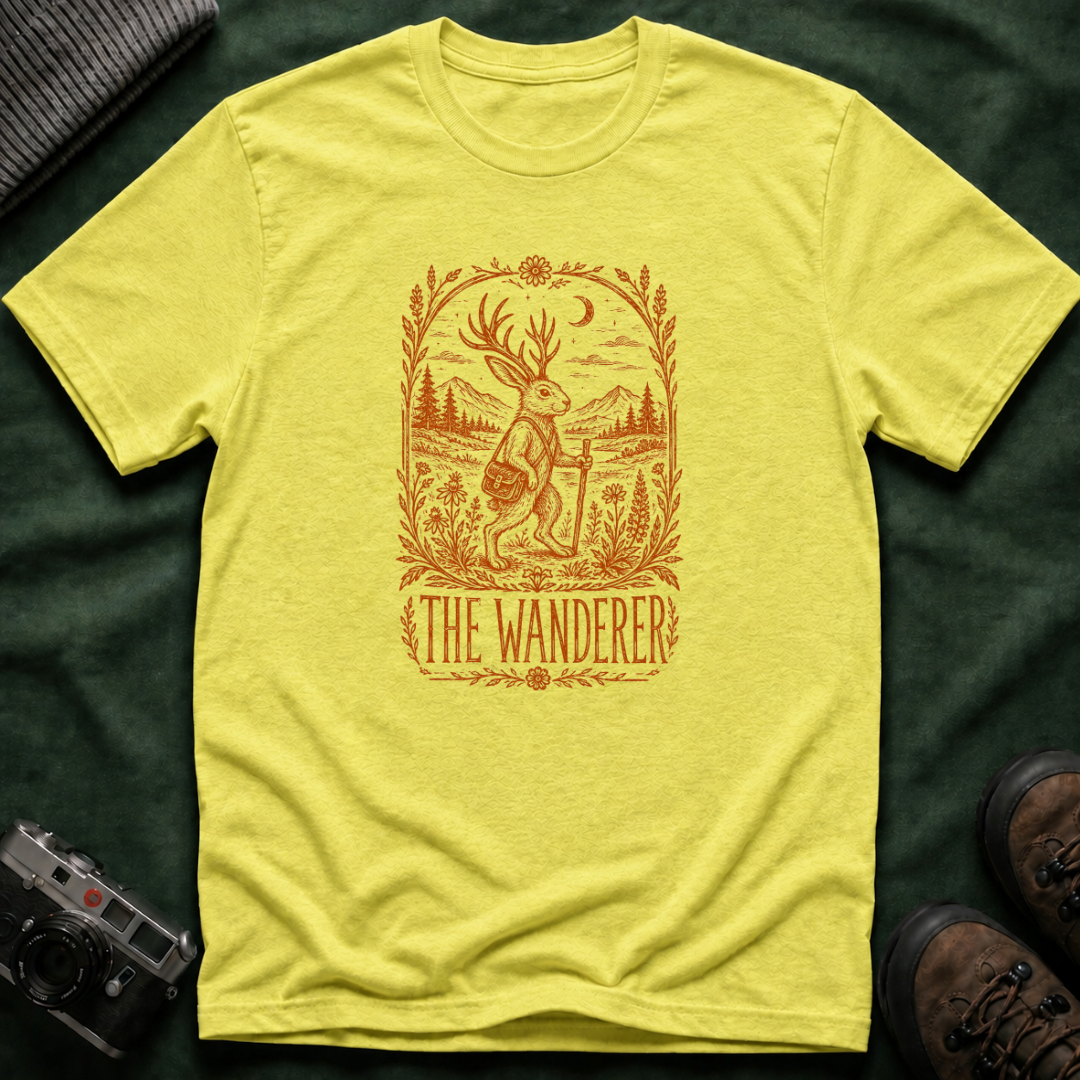 The Wanderer T‑Shirt — Vintage Jackalope Explorer Graphic Tee