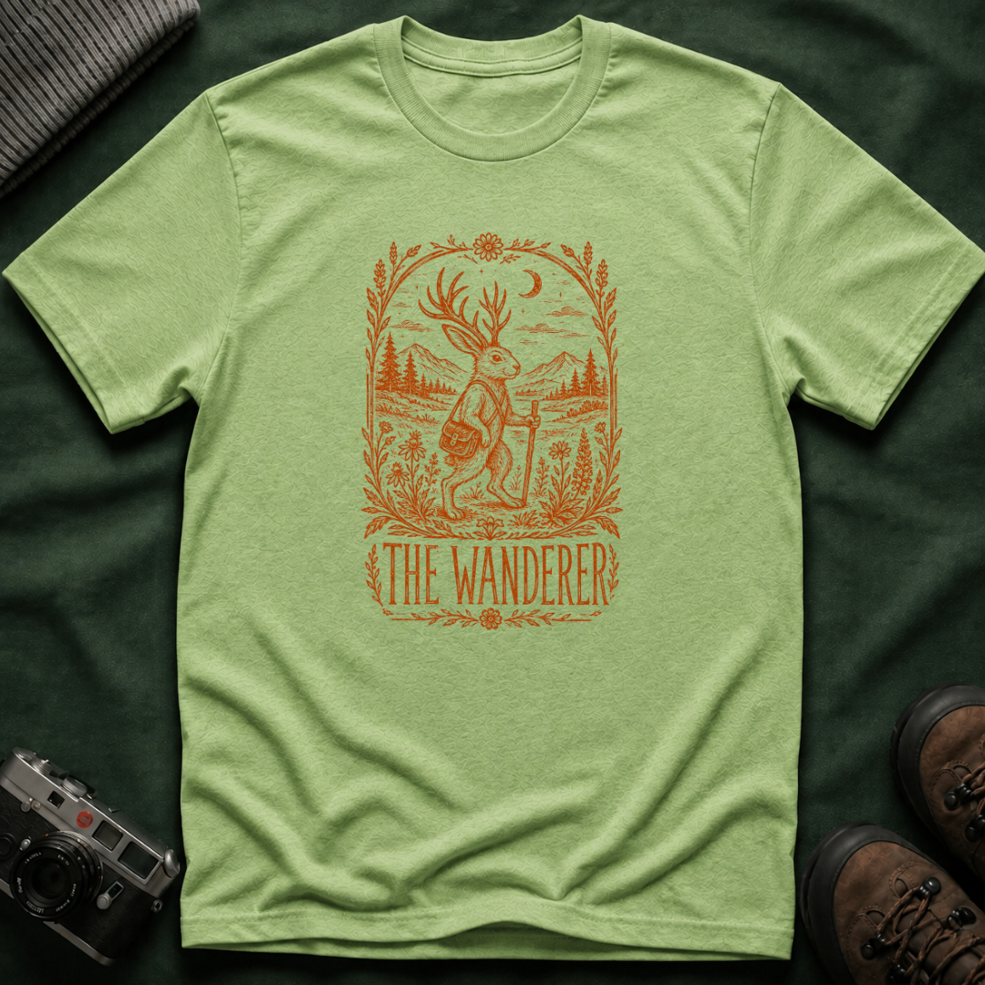 The Wanderer T‑Shirt — Vintage Jackalope Explorer Graphic Tee