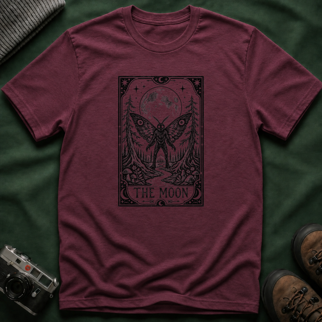 Mothman & Moon Tarot Tee — Mystical Celestial Graphic T-Shirt
