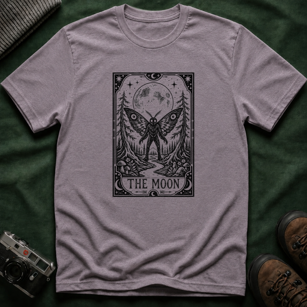 Mothman & Moon Tarot Tee — Mystical Celestial Graphic T-Shirt