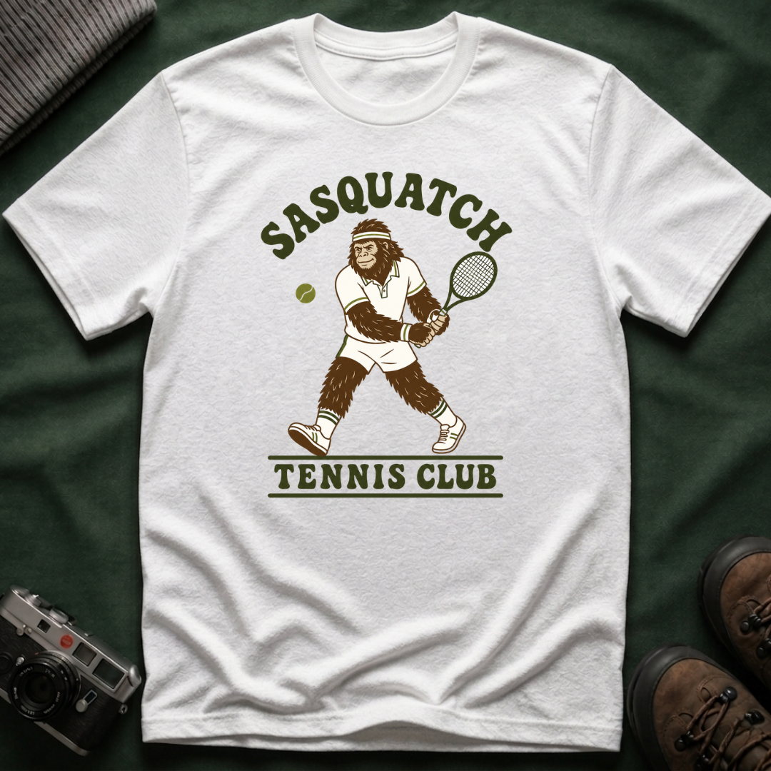 Sasquatch Tennis Club T-Shirt — Vintage Bigfoot Tennis Graphic Shirt