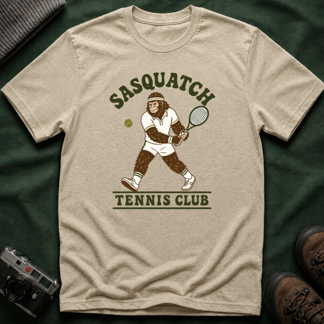 Sasquatch Tennis Club T-Shirt — Vintage Bigfoot Tennis Graphic Shirt