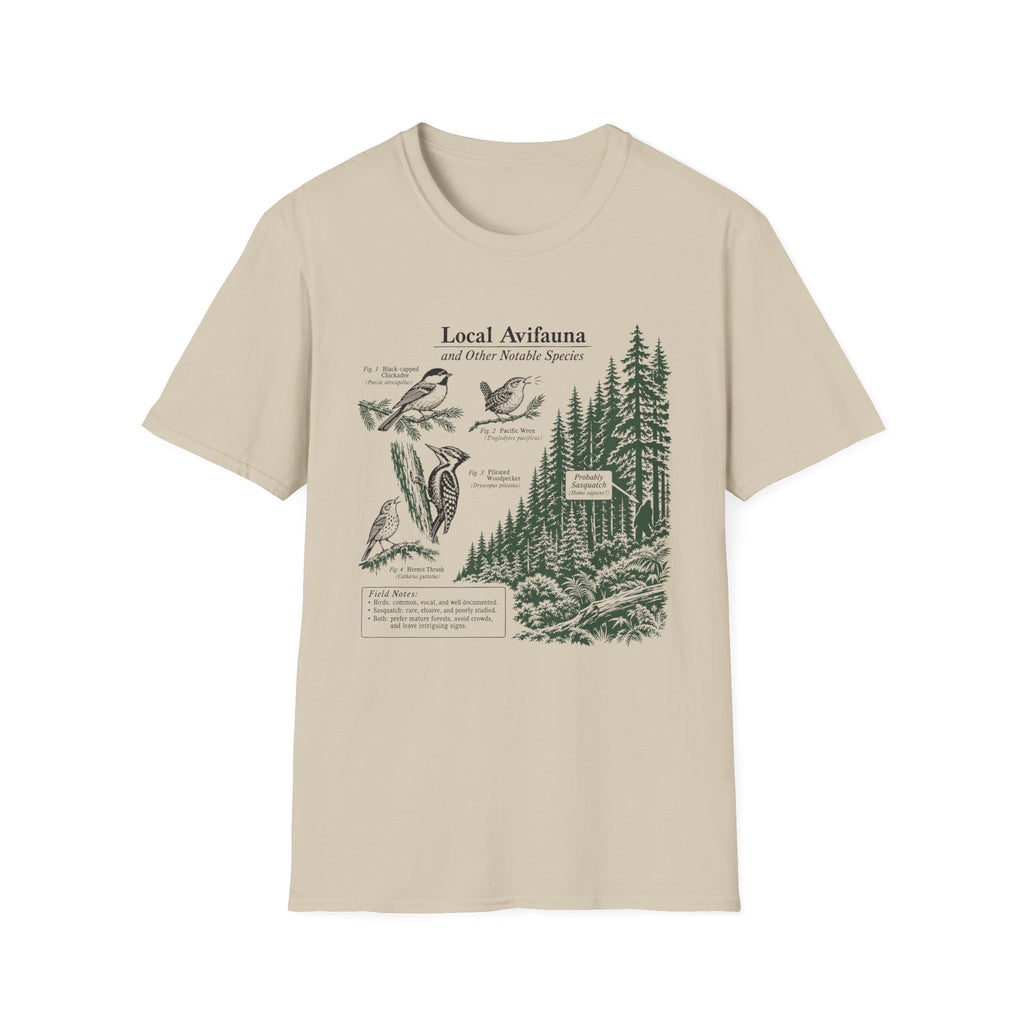 Local Avifauna T-Shirt — Vintage Bird & Forest Illustration Tee