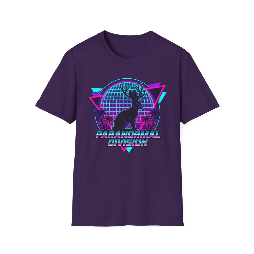 Retro Neon Jackalope T-Shirt — Paranormal Division Vaporwave Tee